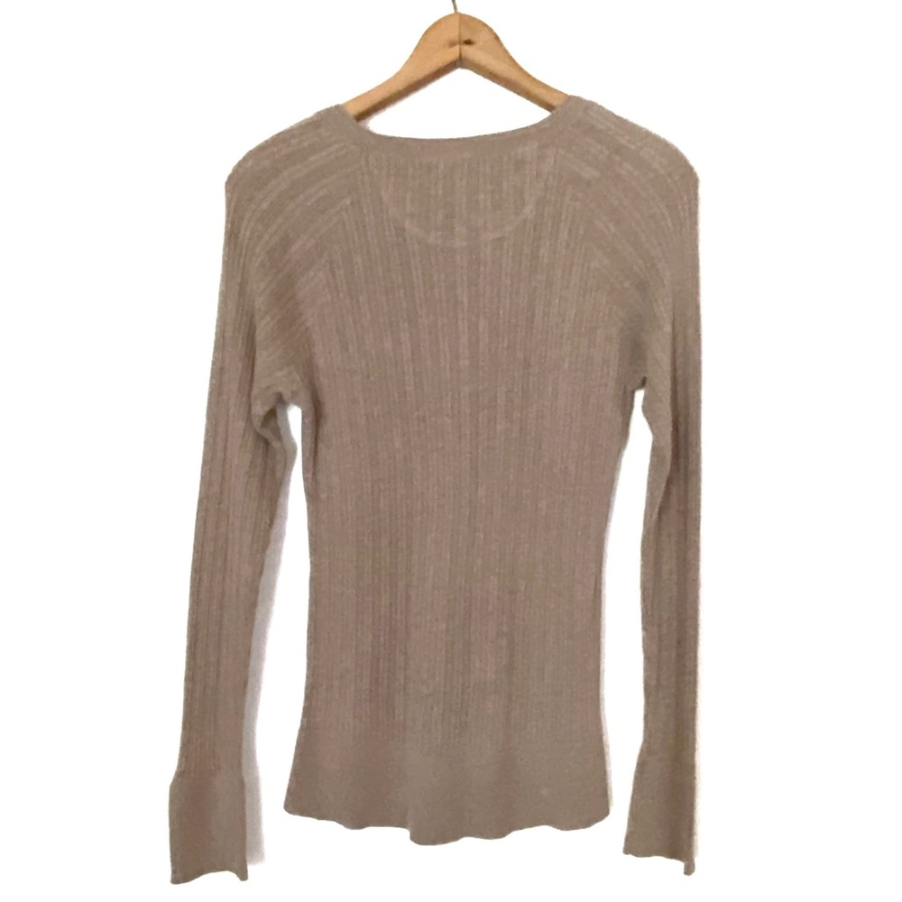 Mossimo Ribbed Henley Sweater Tan Brown Long Sleeve Knit Top Preppy Popover L - Picture 8 of 16